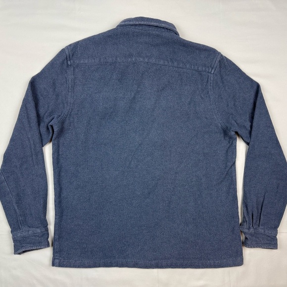 Barbour Mens Twill Overshirt Shirt Jacket Sz Large Thick Dark Blue Button Up B6 - Picture 2 of 8